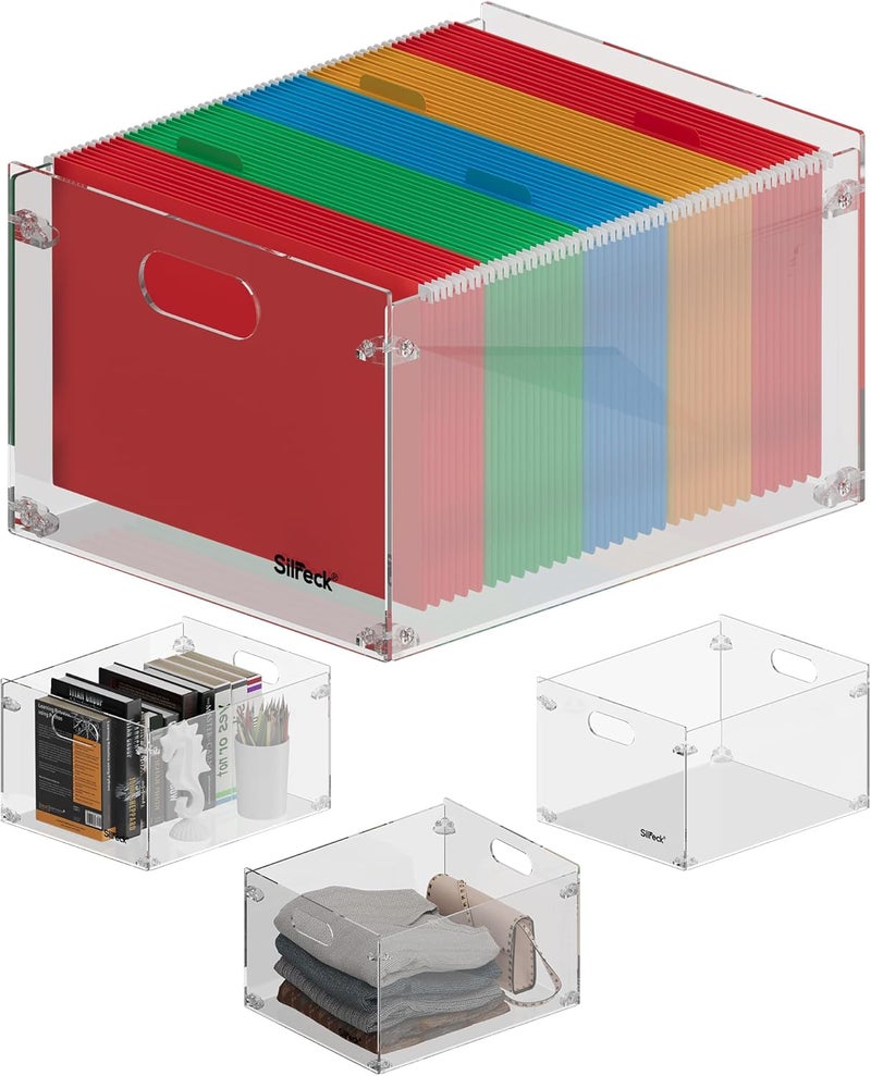 Silreck ® Clear Acrylic File Organizer for Desk – Desktop Document Holder for A4 & Letter Size Papers, Sturdy Acrylic to Keep Office & Home Documents Neat - Image 1